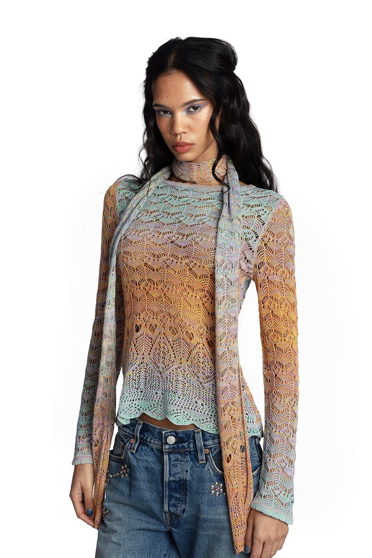 Ombre Space Dye Crochet Scarf - Sunset | Anna Sui