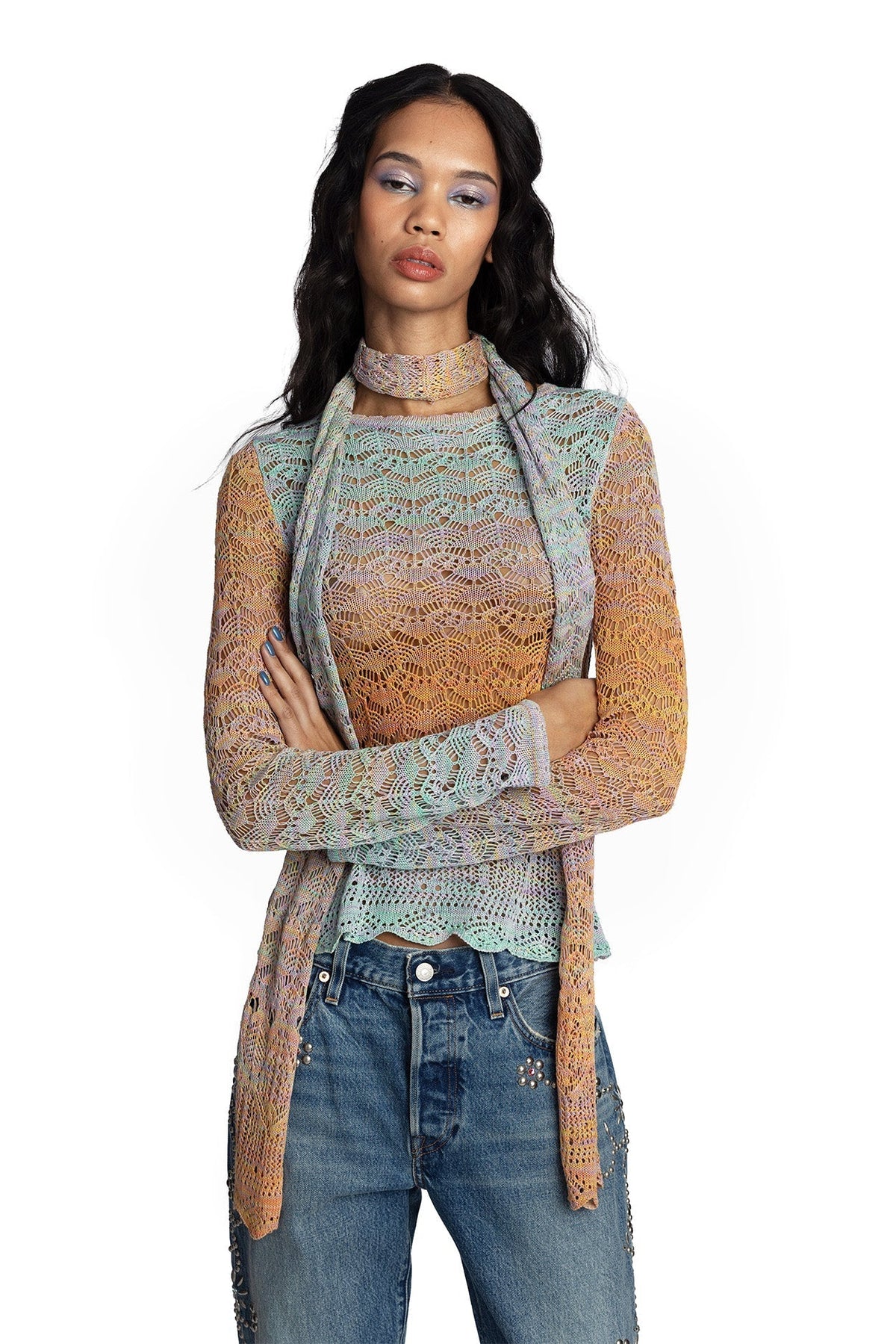 Ombre Space Dye Crochet Scarf - Sunset | Anna Sui
