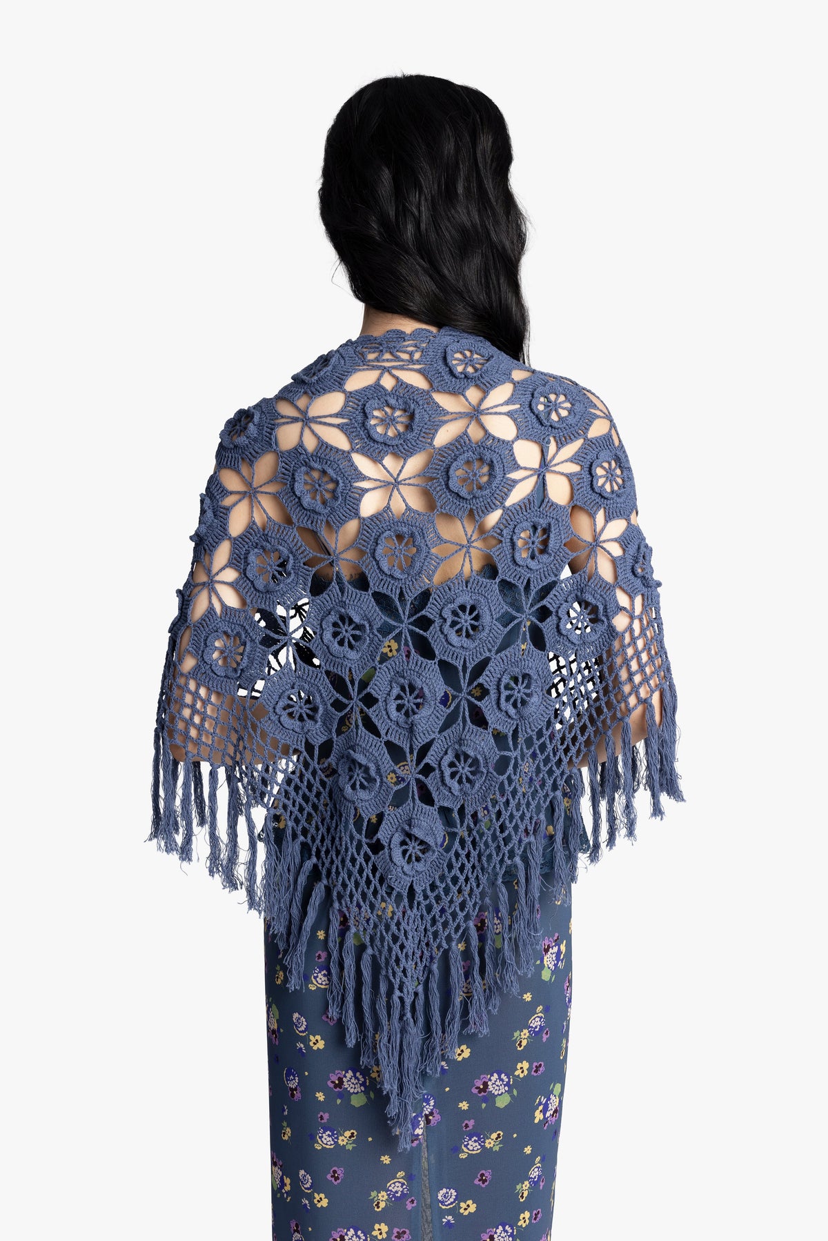 Linen Crochet Shawl- Denim | Anna Sui