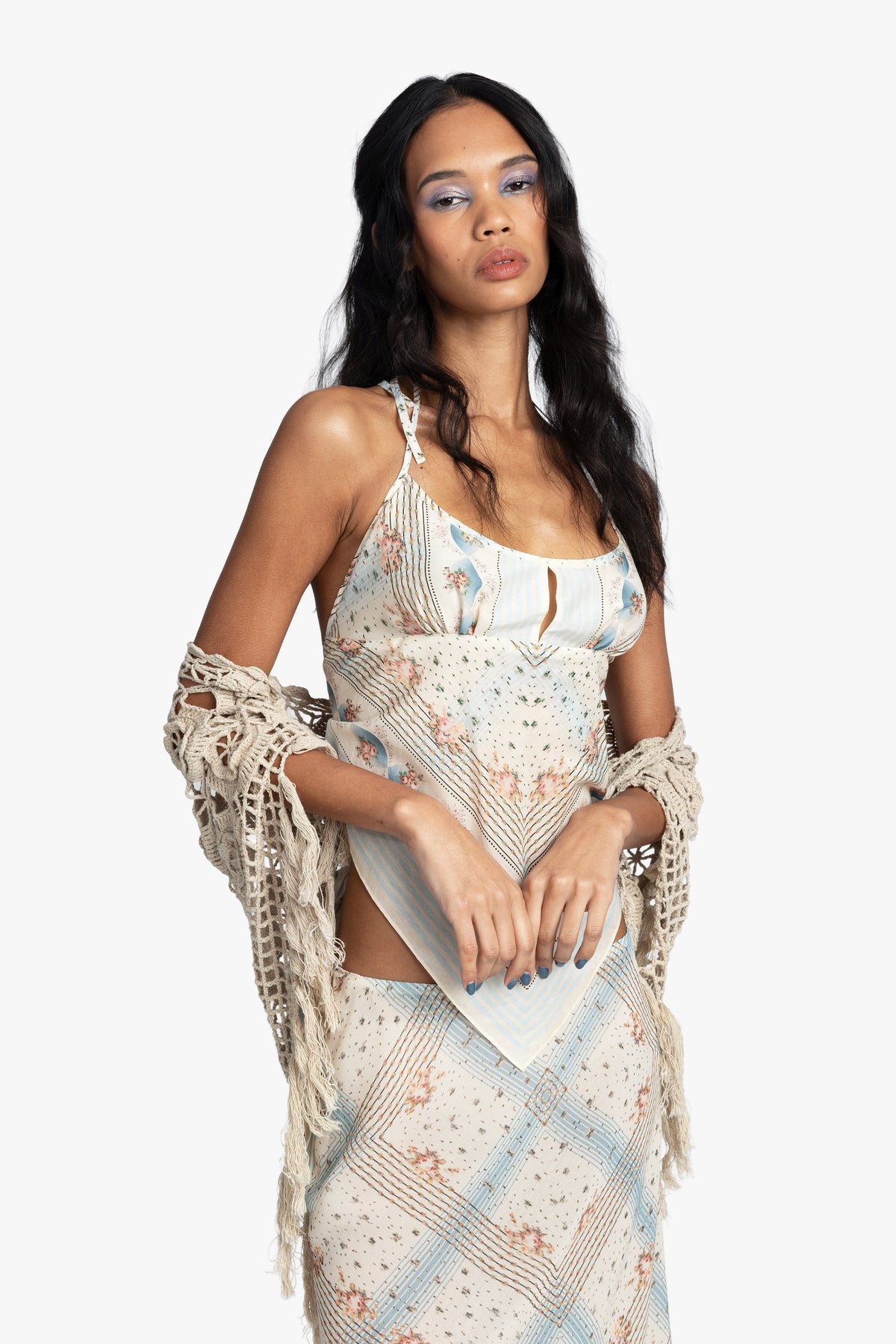 Linen Crochet Shawl- Linen | Anna Sui