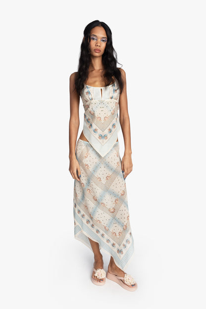 Heritage Scarf Print Chiffon Skirt | Anna Sui