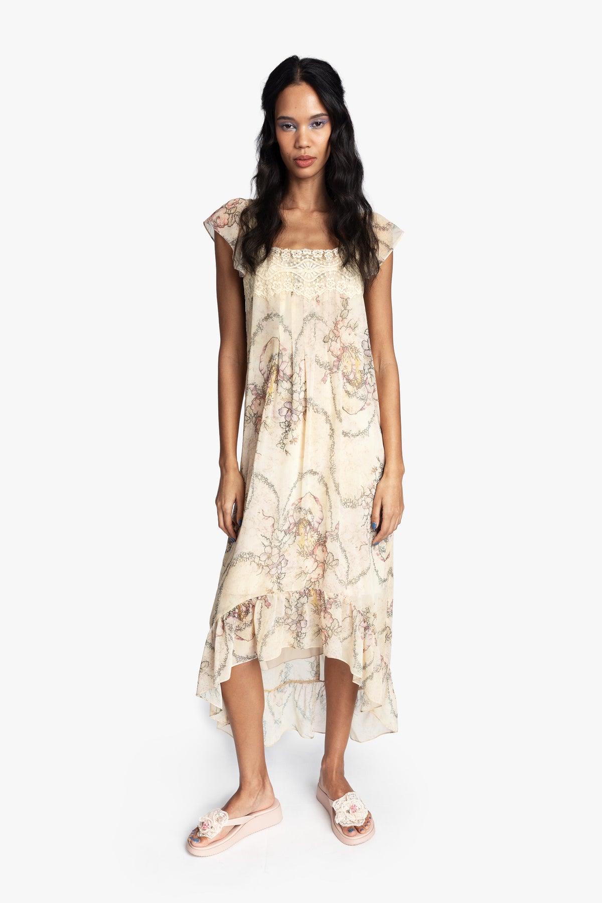Spirit Bloom Chiffon Ruffle Dress | Anna Sui