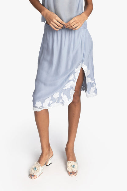 Nouveau Satin Applique Skirt | Anna Sui