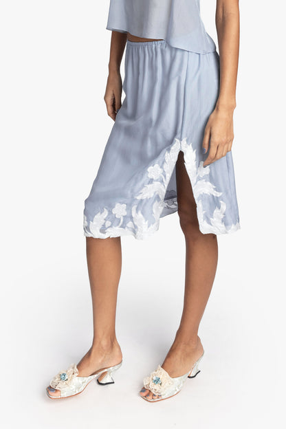 Nouveau Satin Applique Skirt | Anna Sui