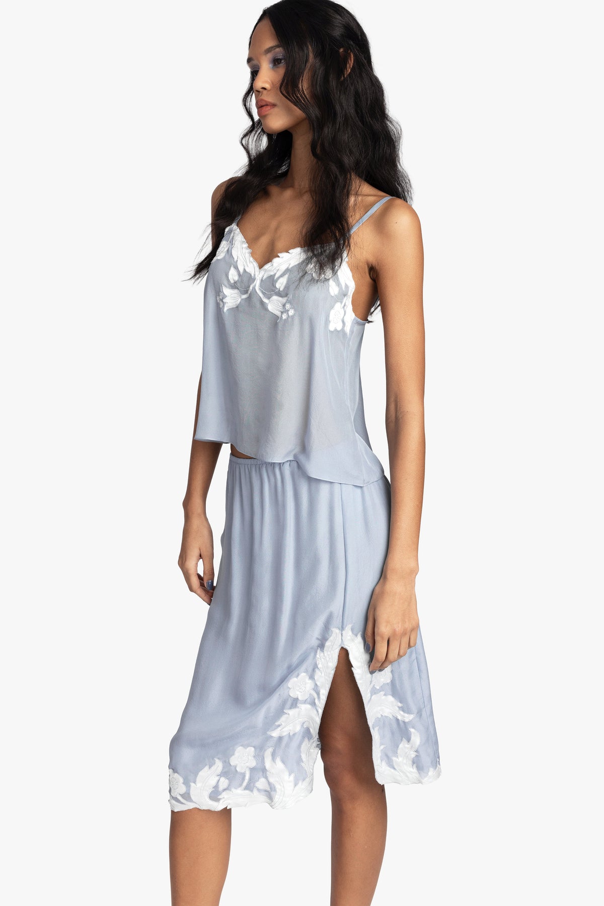 Nouveau Satin Applique Skirt | Anna Sui