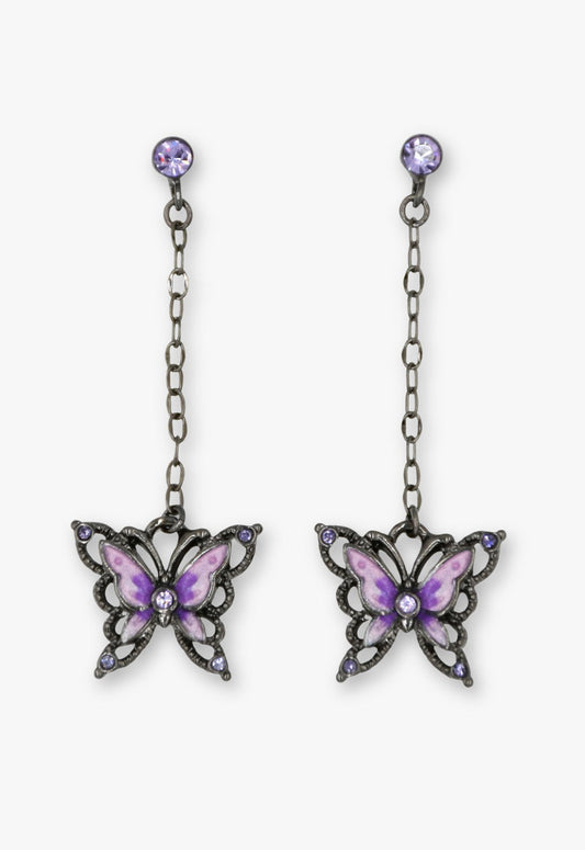 Dark Romance Butterfly Earrings - Gunmetal | Anna Sui