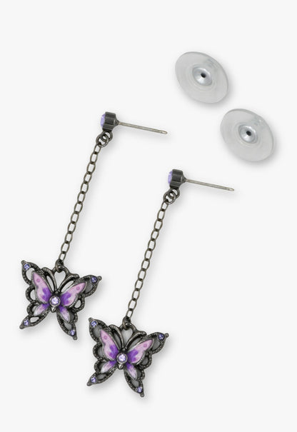 Dark Romance Butterfly Earrings - Gunmetal | Anna Sui