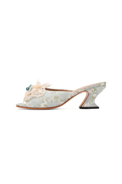 John Fluevog x Anna Sui Brocade Mules- Sky Blue | Anna Sui
