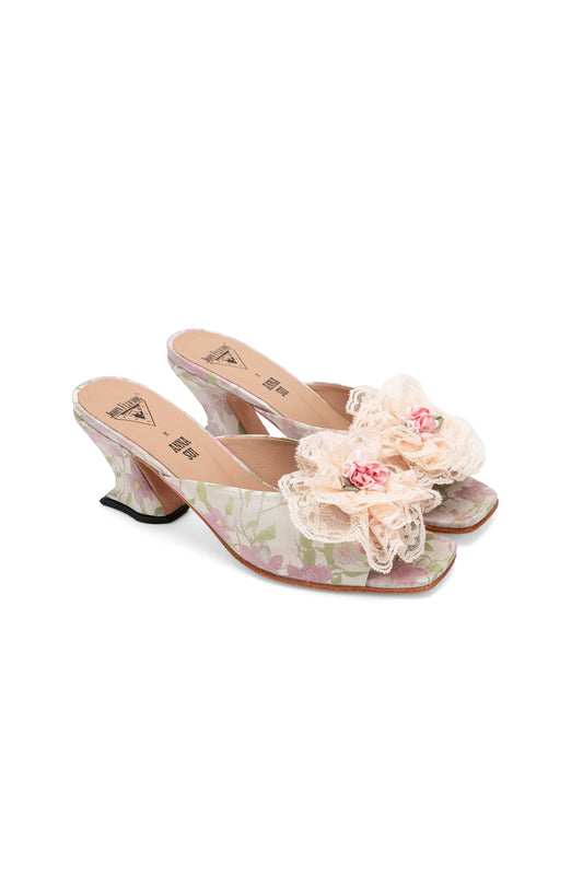 John Fluevog x Anna Sui Brocade Mules- Pink | Anna Sui