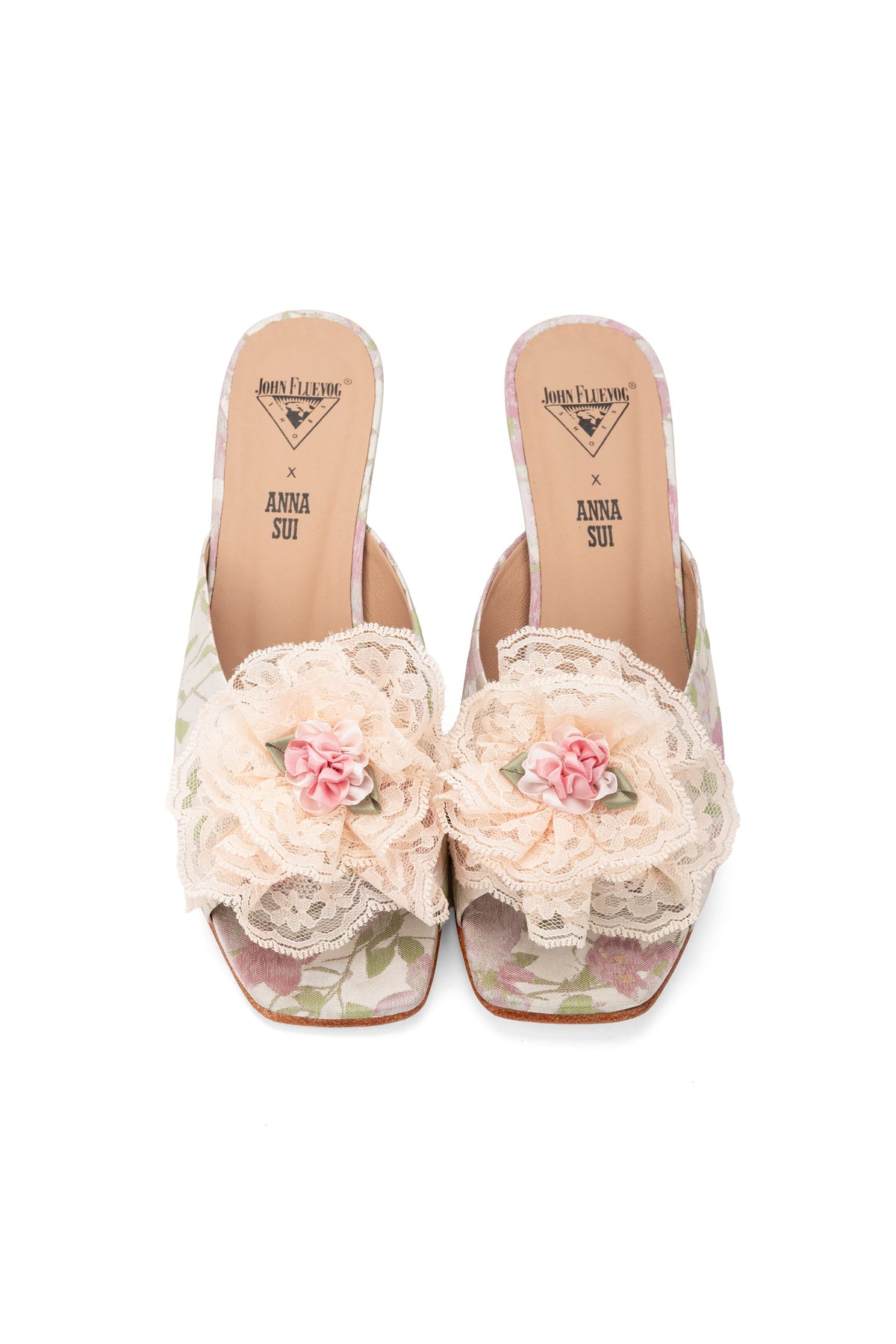 John Fluevog x Anna Sui Brocade Mules- Pink | Anna Sui