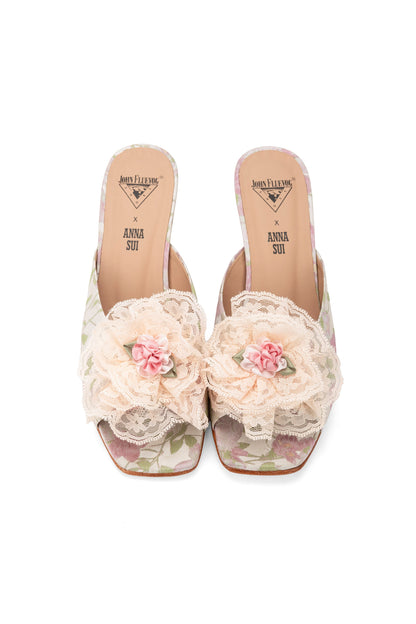 John Fluevog x Anna Sui Brocade Mules- Pink | Anna Sui