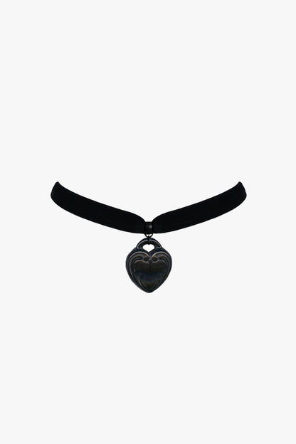 Large Retrolite Heart Velvet Choker | Anna Sui