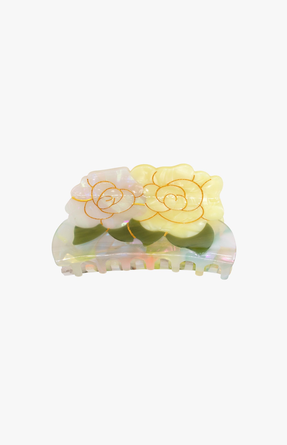 Double Rose Large Jaw Clip – Iridescent Bloom | Anna Sui