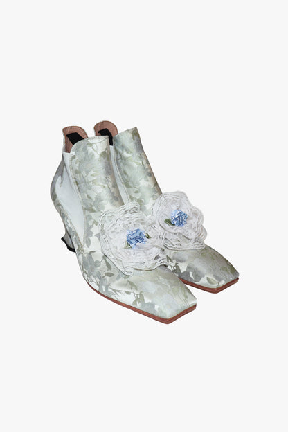 John Fluevog x Anna Sui Brocade Boots- Sky Blue (Sample) | Anna Sui