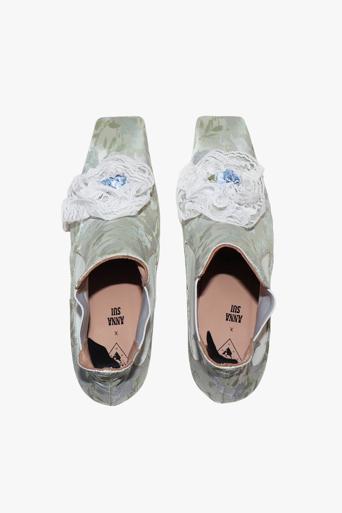 John Fluevog x Anna Sui Brocade Boots- Sky Blue (Sample) | Anna Sui