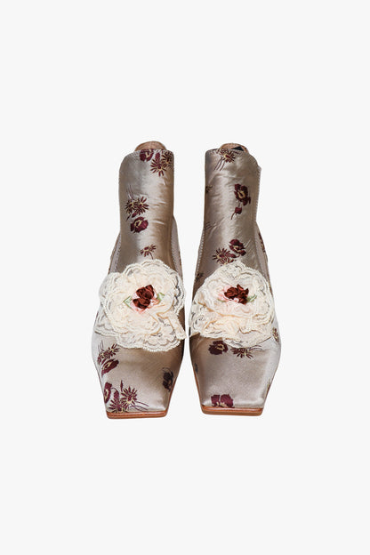 John Fluevog x Anna Sui Brocade Boots- Crimson (Sample) | Anna Sui