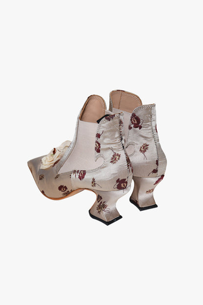 John Fluevog x Anna Sui Brocade Boots- Crimson (Sample) | Anna Sui