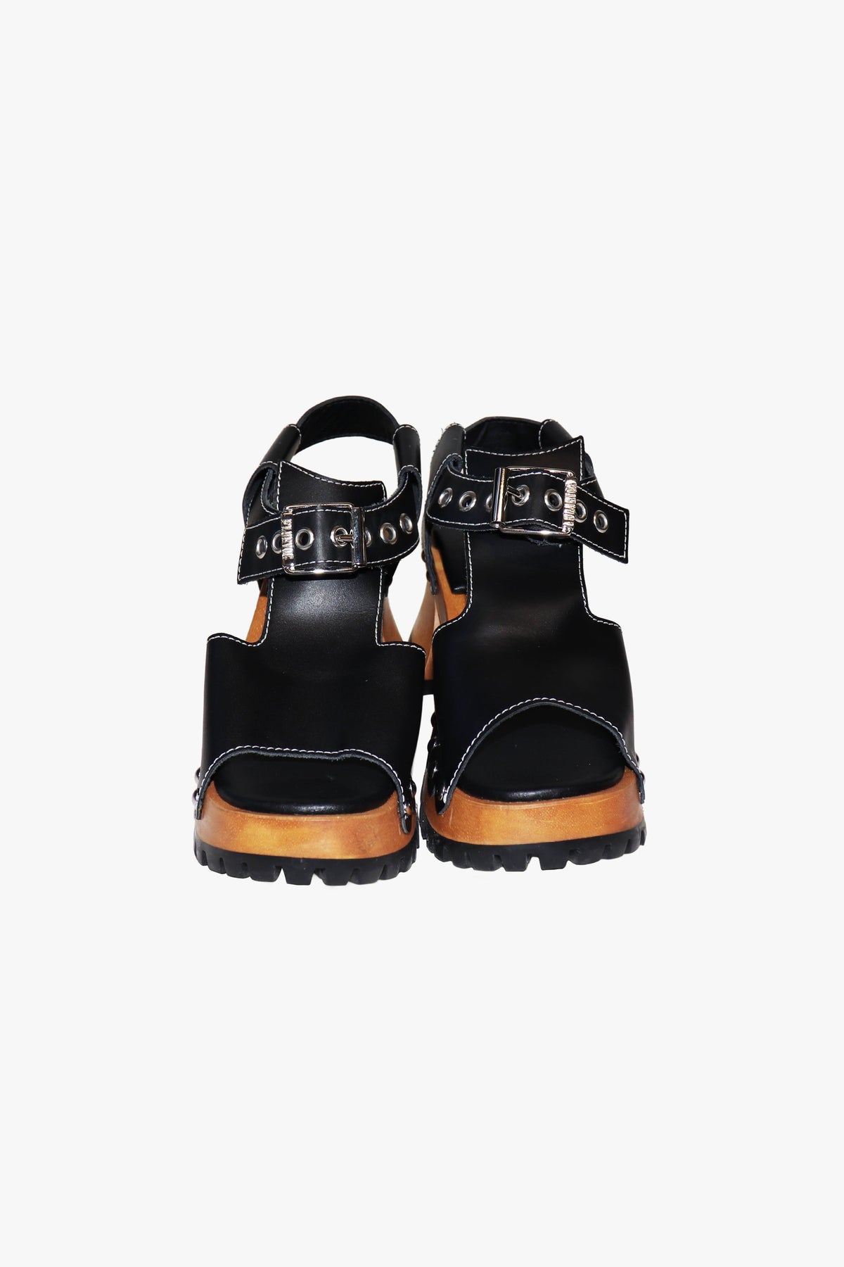 John Fluevog x Anna Sui Clog Sandals - Black and Wood (Sample) | Anna Sui