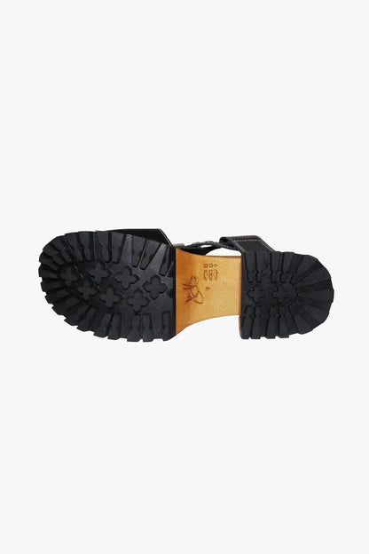 John Fluevog x Anna Sui Clog Sandals - Black and Wood (Sample) | Anna Sui