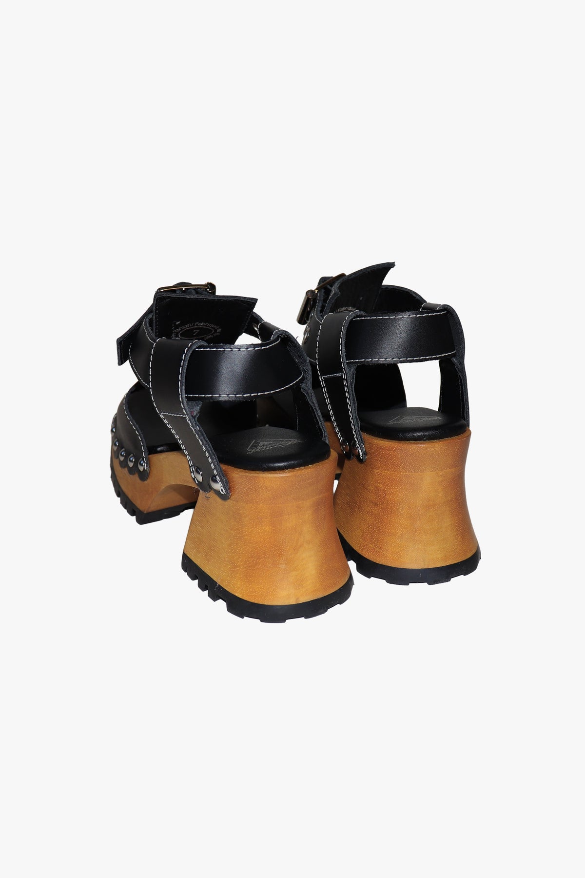 John Fluevog x Anna Sui Clog Sandals - Black and Wood (Sample) | Anna Sui