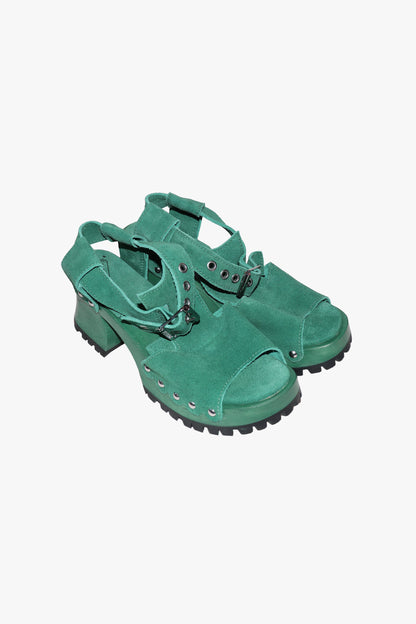 John Fluevog x Anna Sui Clog Sandals - Green (Sample) | Anna Sui