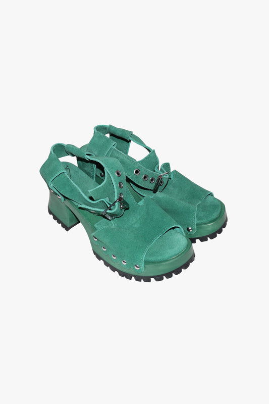 John Fluevog x Anna Sui Clog Sandals - Green (Sample) | Anna Sui