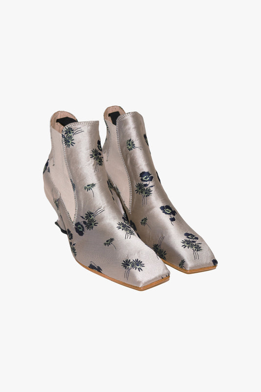 John Fluevog x Anna Sui Brocade Boots- Indigo (Sample) | Anna Sui