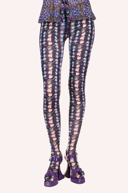 Floral Stripe Tights Turquoise Multi | Anna Sui