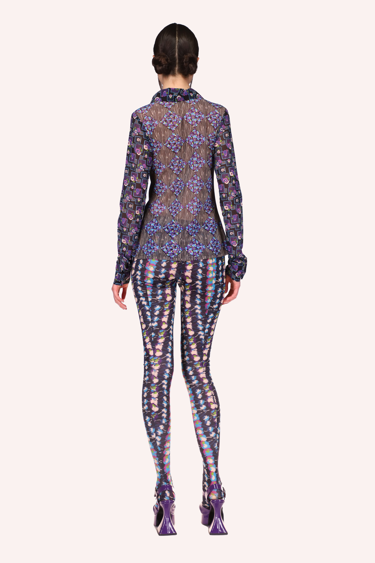 Floral Stripe Tights Turquoise Multi | Anna Sui