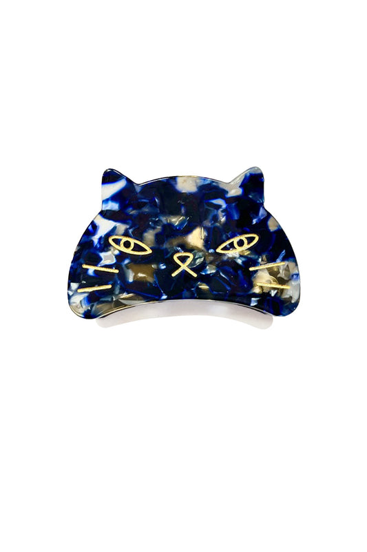 Etched Large Cat Jaw Clip Moon Navy | Anna Sui