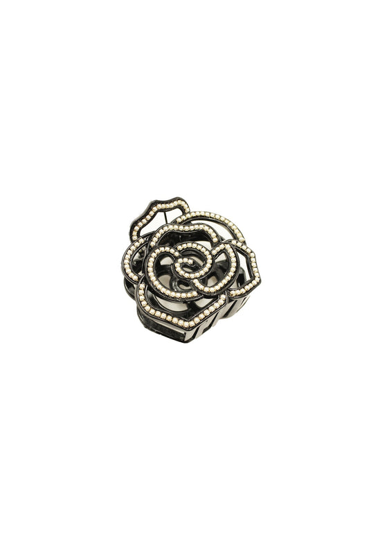 Large Vera Cut Out Flower Jaw Clip - Black | Anna Sui