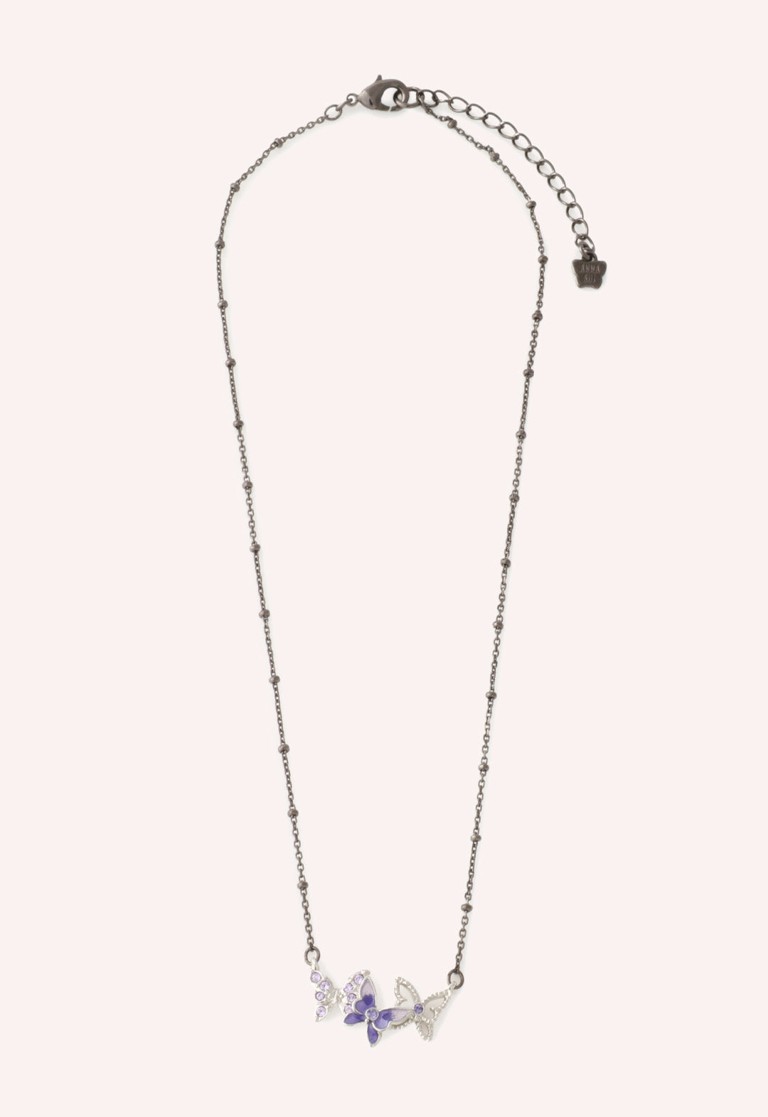 Bejeweled Butterfly Necklace - Violet Gunmetal | Anna Sui