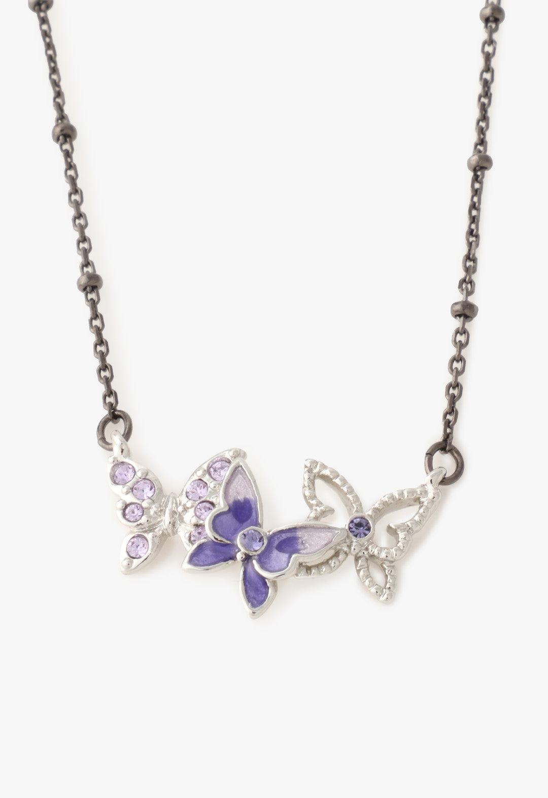 Bejeweled Butterfly Necklace - Violet Gunmetal | Anna Sui