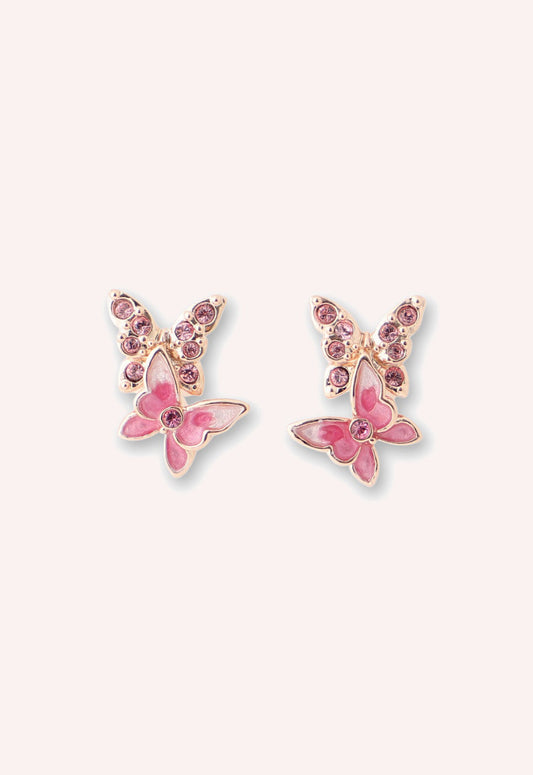 Bejeweled Butterfly Stud Earrings - Pink | Anna Sui