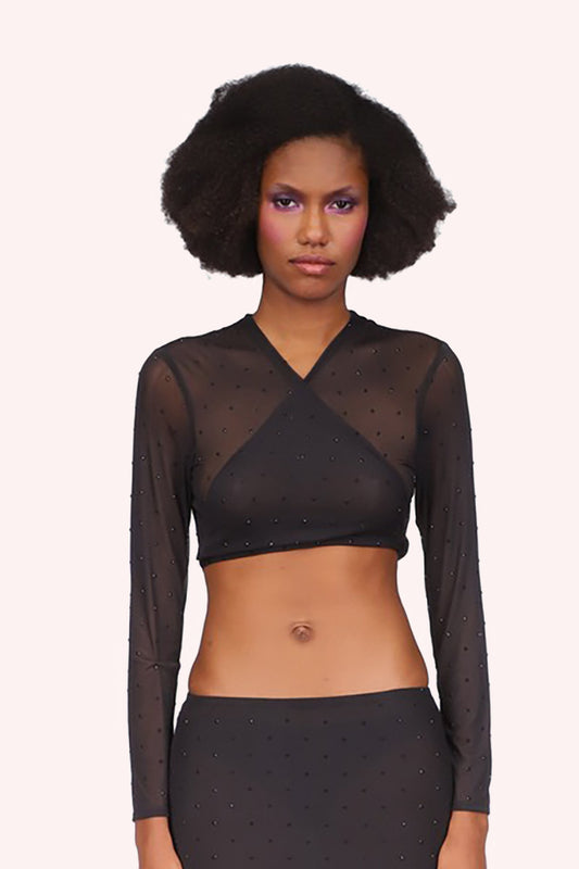 Rhinestone Mesh Tie Top | Anna Sui