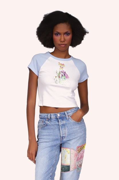 Micro Ribbed Raglan Baby Tee | Anna Sui