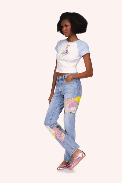 Micro Ribbed Raglan Baby Tee | Anna Sui