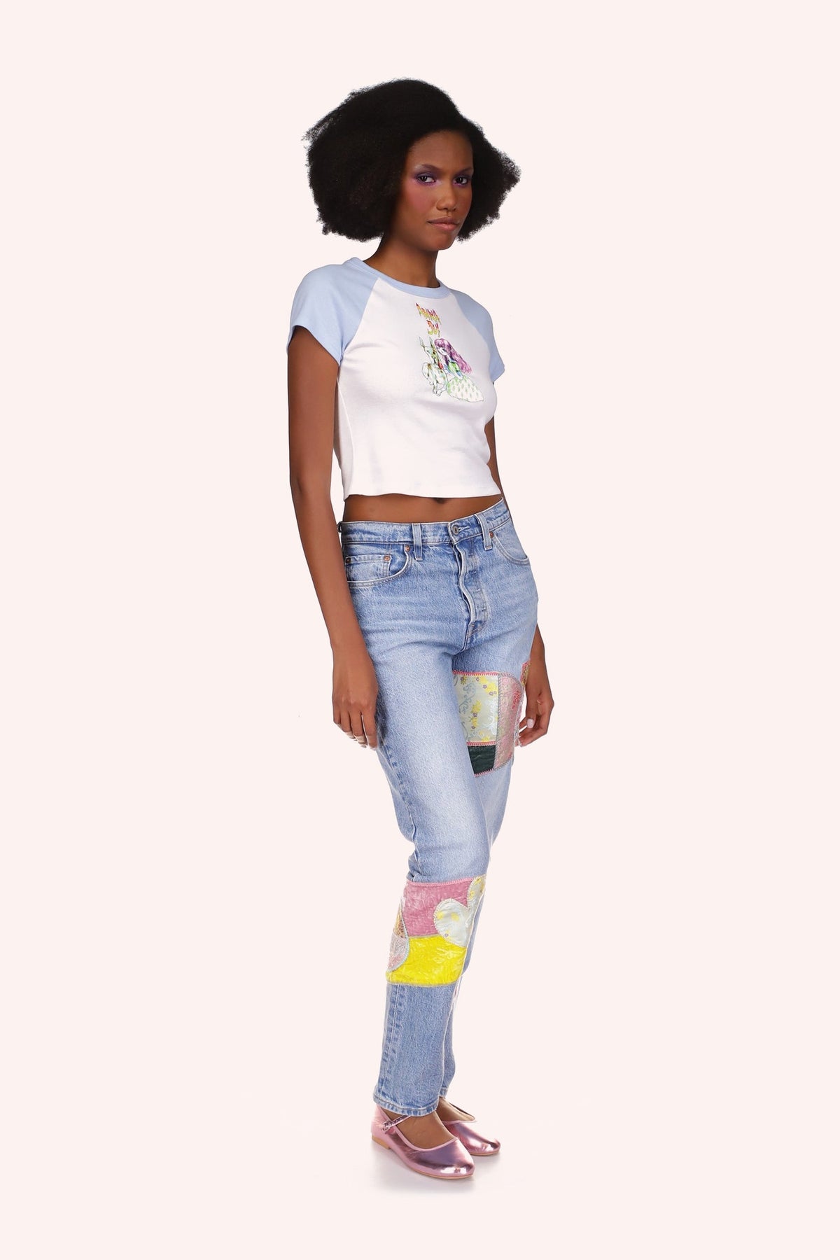 Micro Ribbed Raglan Baby Tee | Anna Sui