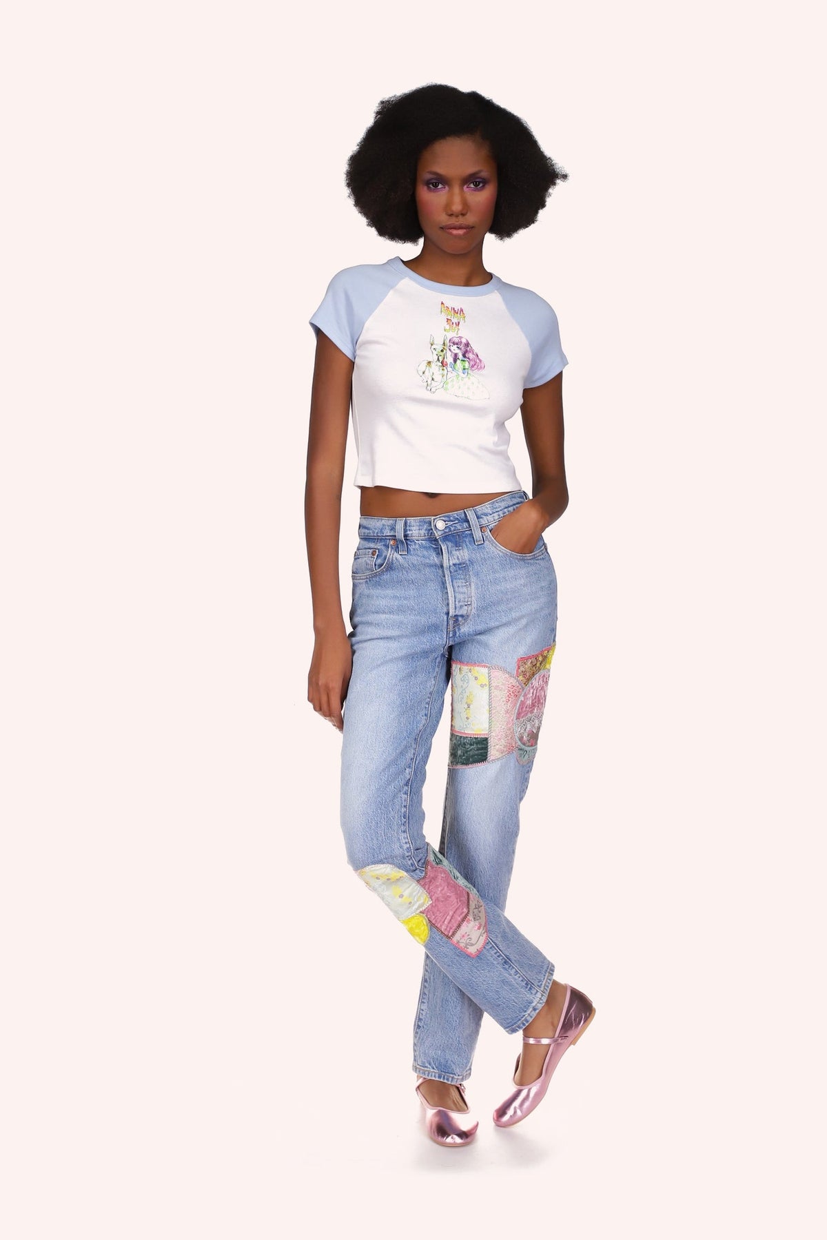 Micro Ribbed Raglan Baby Tee | Anna Sui