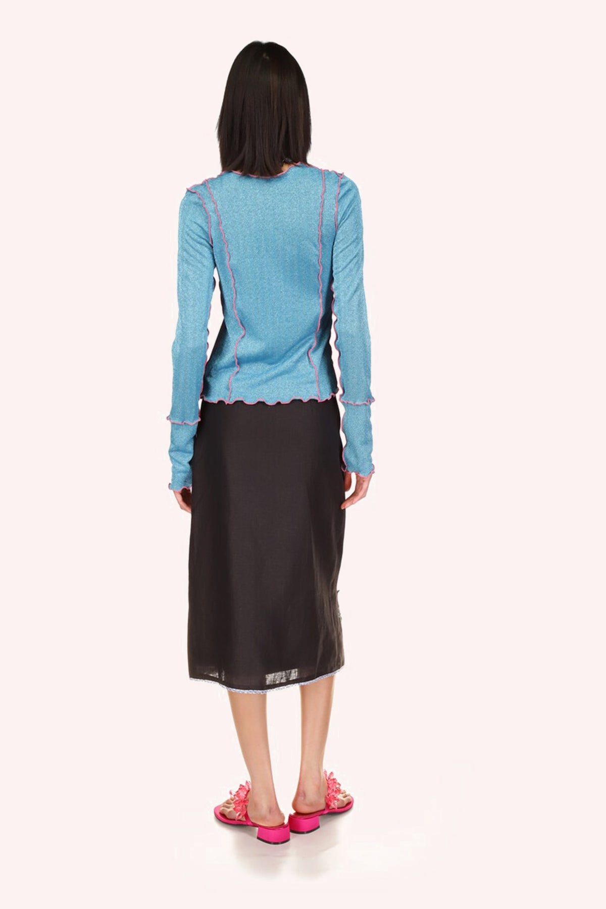 3-D Pansy Embroidered on Linen Skirt | Anna Sui