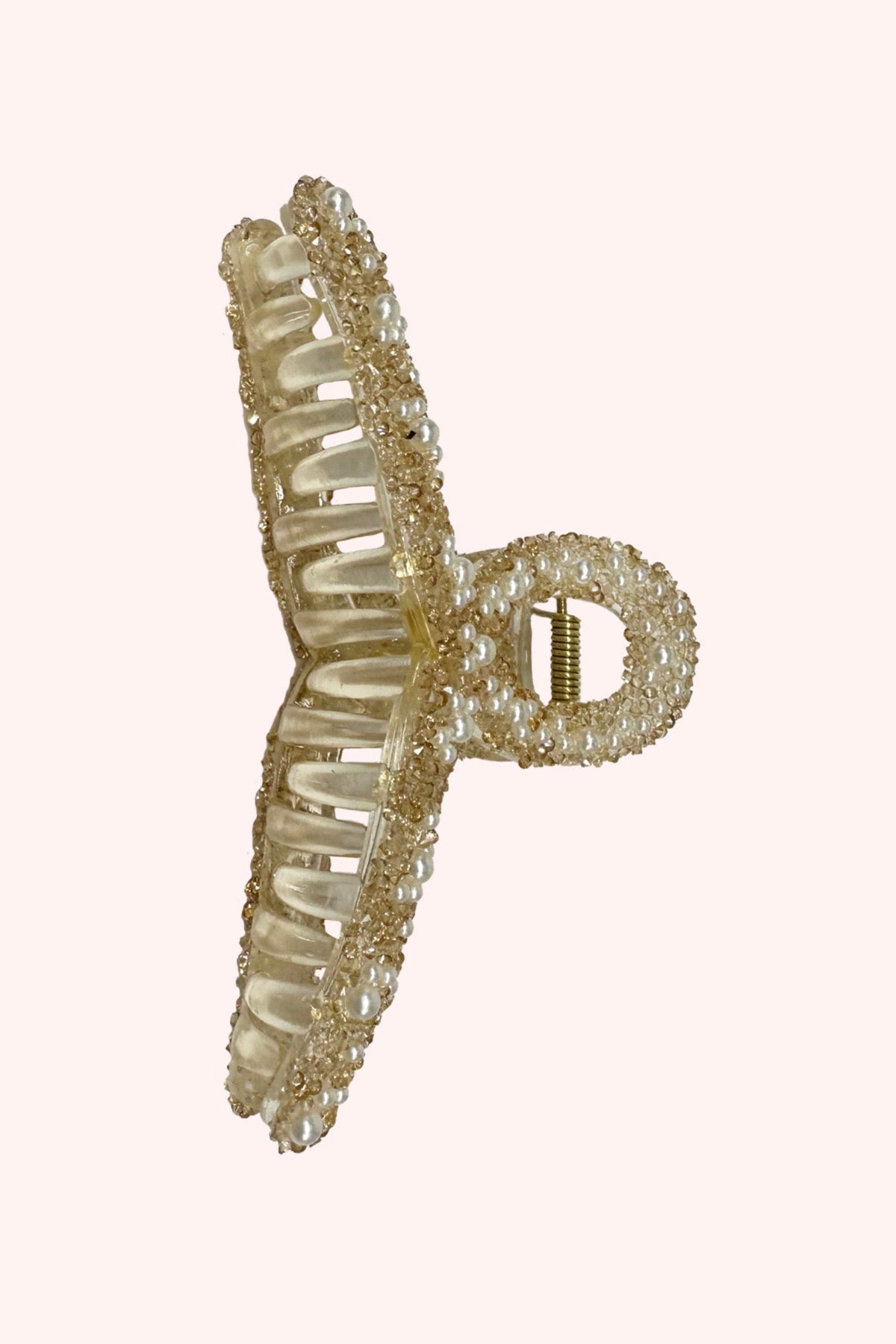 Large Pearl Encrusted French Jaw Clip Ivory | Anna Sui
