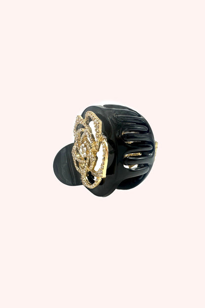Gemstone Rose Claw Clip - Black | Anna Sui