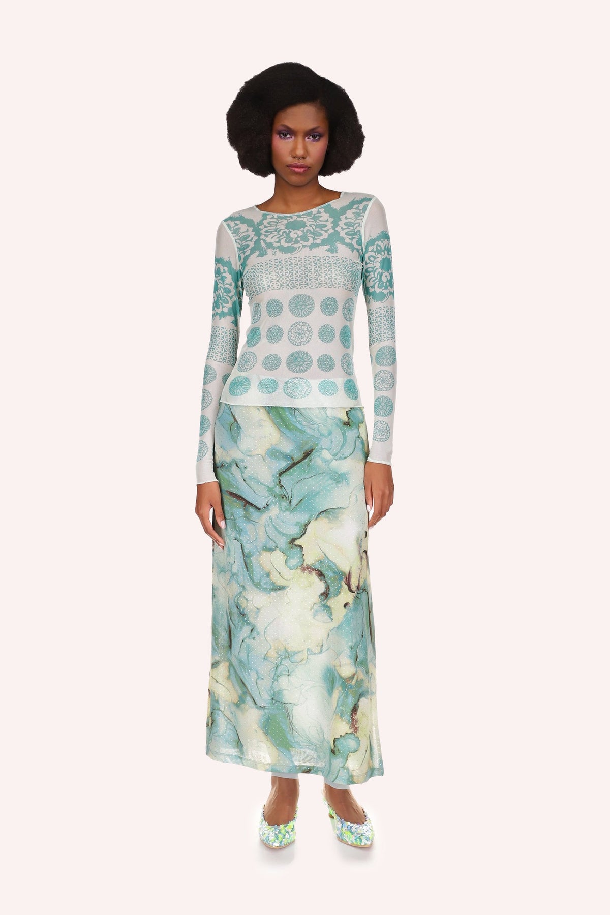 Cosmos Mesh Skirt | Anna Sui