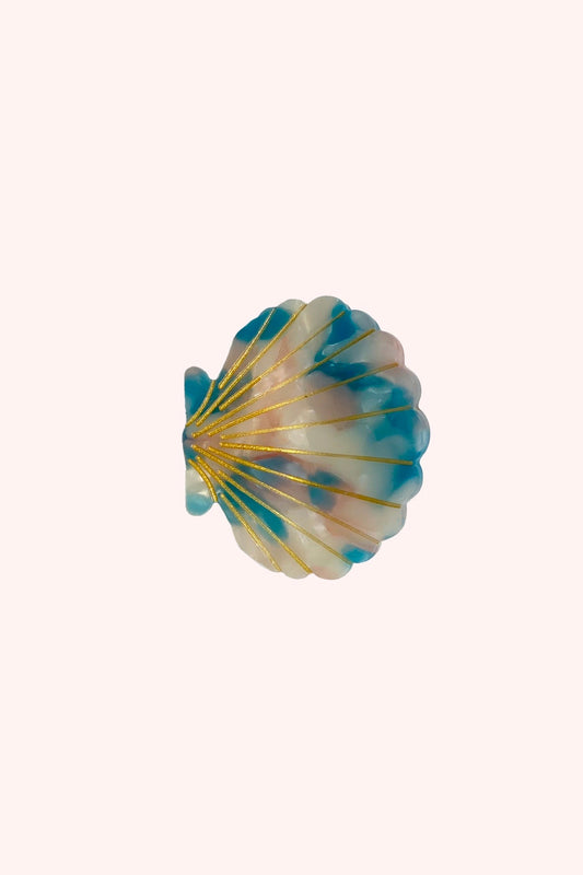 Medium Blue Marine Pastel Sea Shell Jaw Clip | Anna Sui