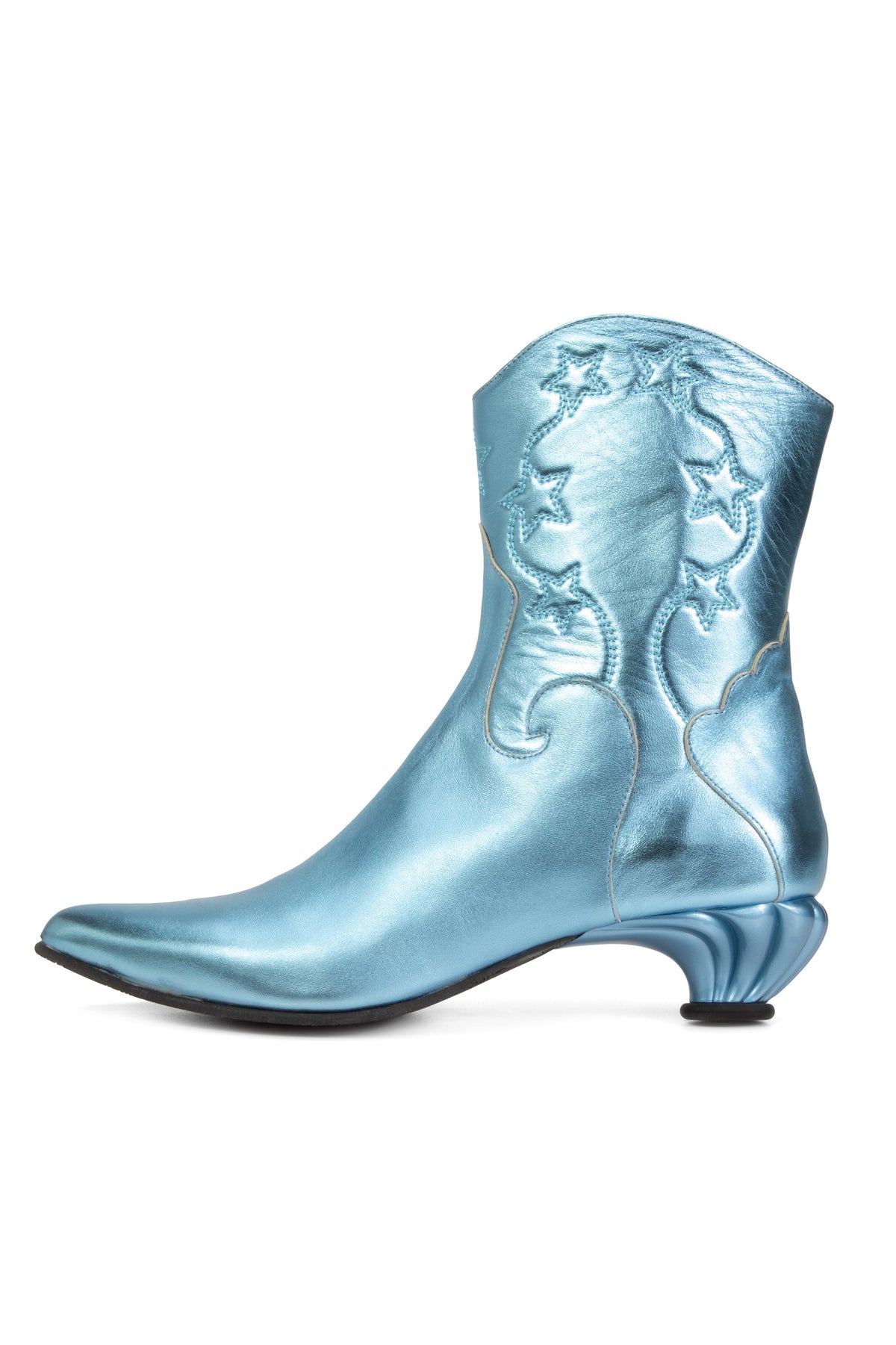 John Fluevog Western Boot - Metallic Blue | Anna Sui