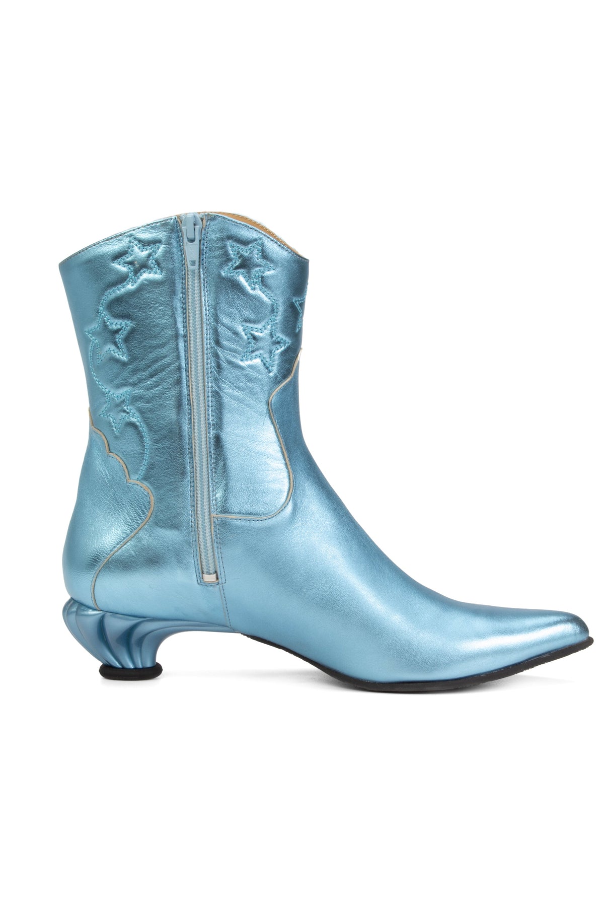 John Fluevog Western Boot - Metallic Blue | Anna Sui