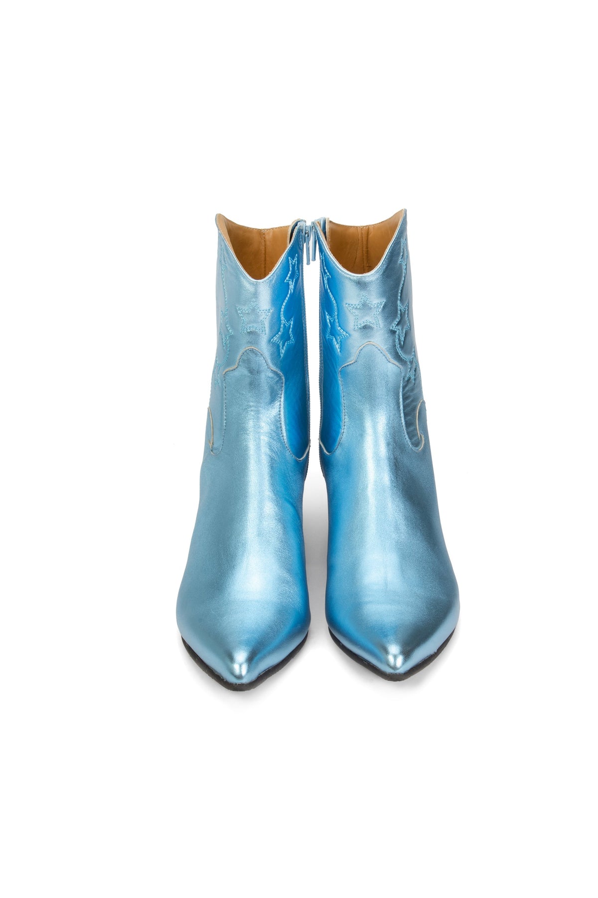 John Fluevog Western Boot - Metallic Blue | Anna Sui