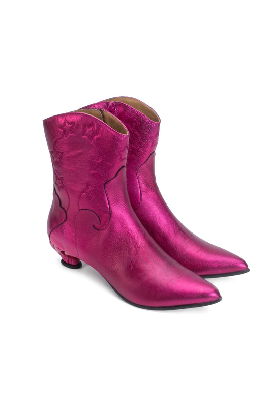 John Fluevog Western Boot - Metallic Azalea | Anna Sui