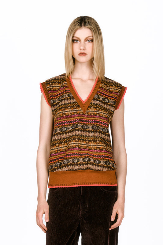 Fair Isle Fleece Vest | Anna Sui