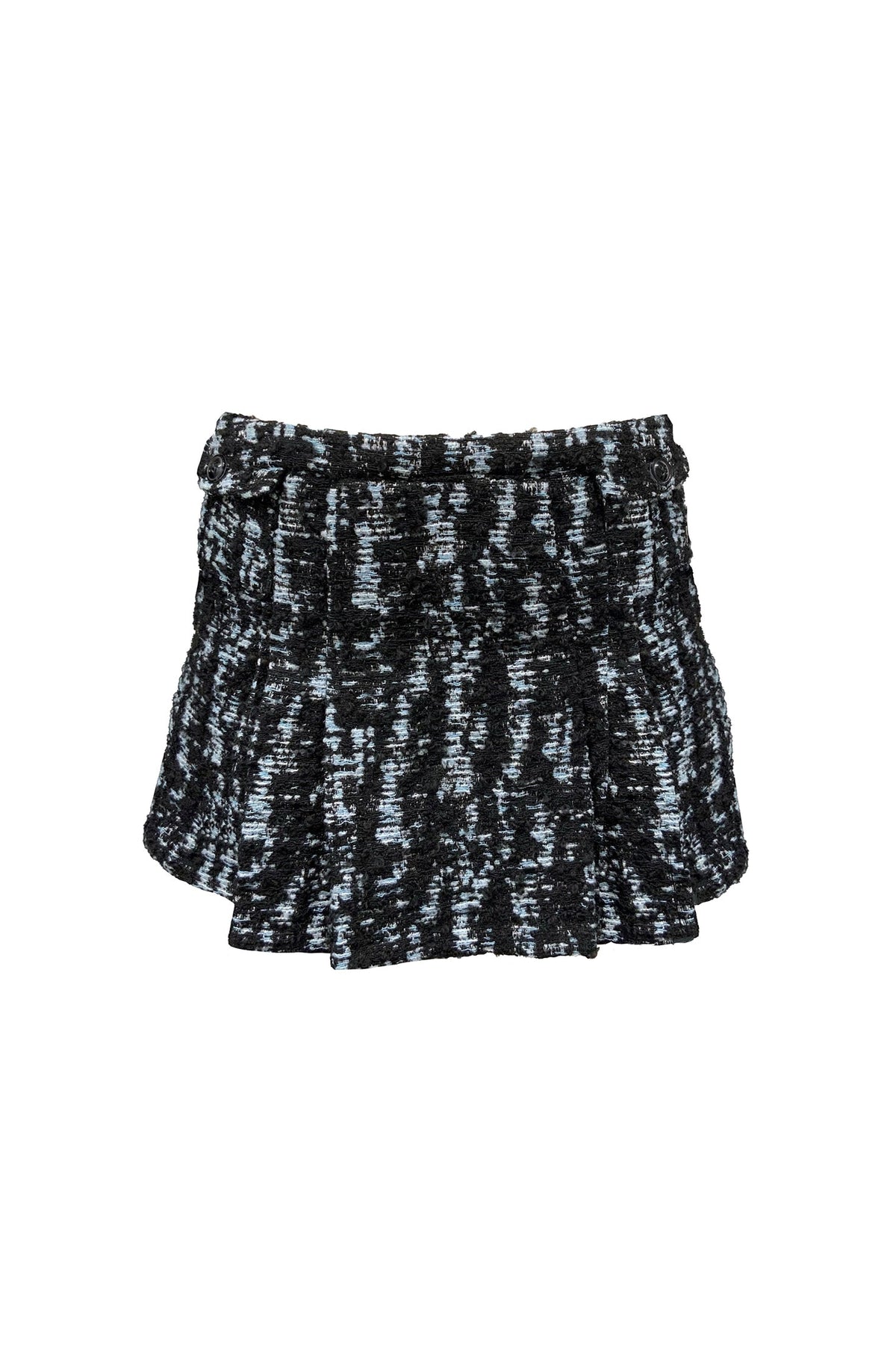 Cornflower Tweed Pleated Mini Skirt | Anna Sui